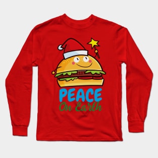 Cute christmas hamburger Hope Peace on Earth Long Sleeve T-Shirt